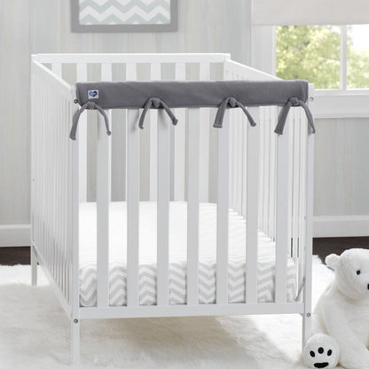 Delta Children Grey (026) Waterproof Fleece Crib Rail Covers/Protectors for Short Side Rails, 2 Pack, Lifestyle View