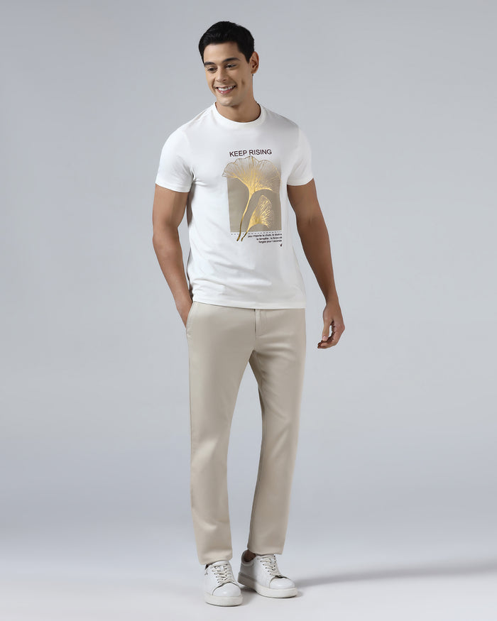 White Crew Neck Printed T-Shirt - James