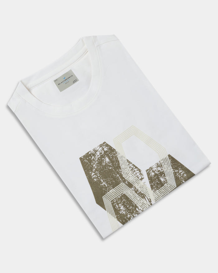 White Crew Neck Printed T-Shirt - Moaning