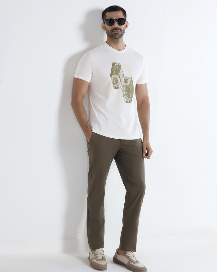 White Crew Neck Printed T-Shirt - Moaning