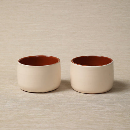 White glazed terracotta ramekin