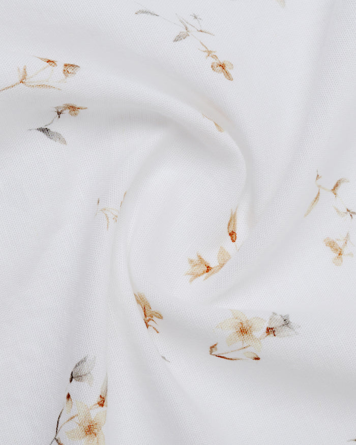 White Linen Printed Shirt - Arigo