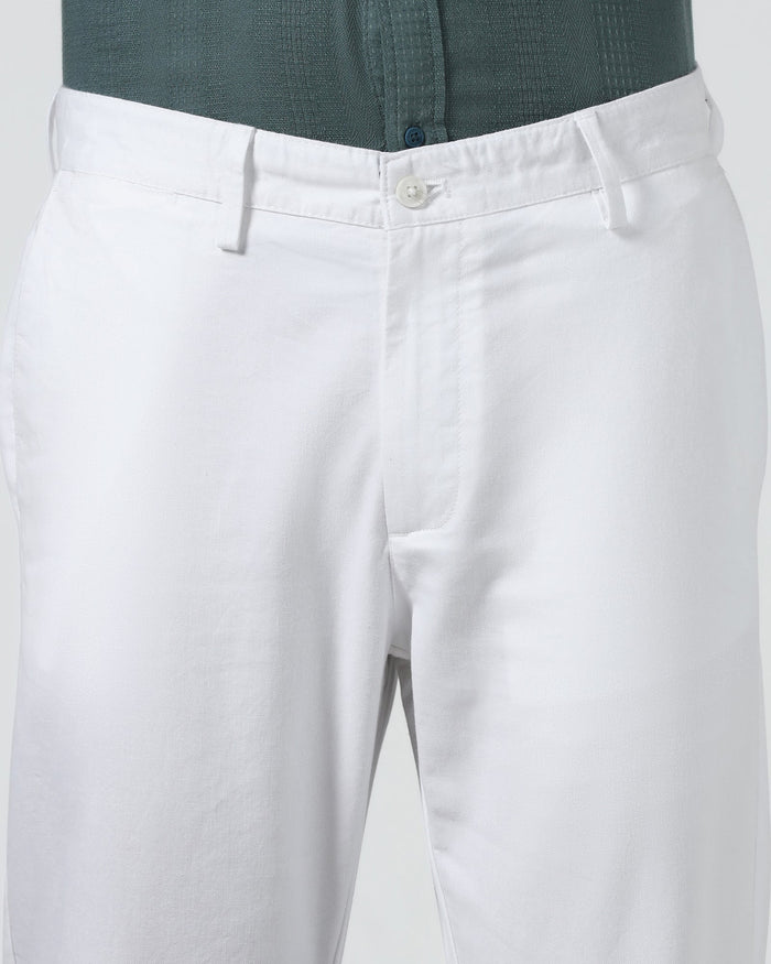 White Linen Solid Khakis - Judas