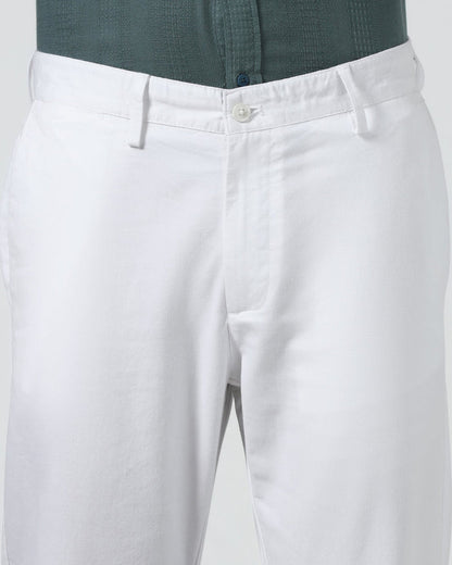White Linen Solid Khakis - Judas