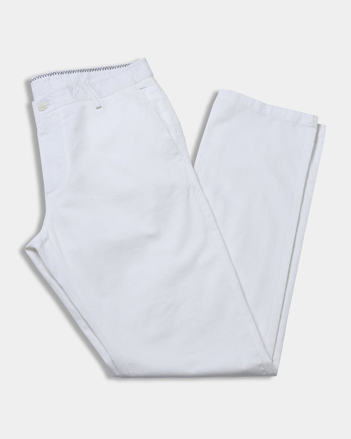 White Linen Solid Khakis - Judas