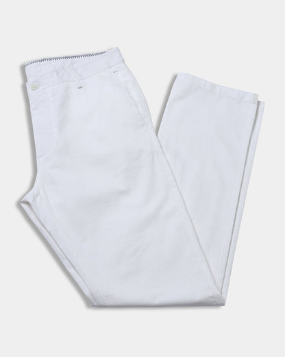 White Linen Solid Khakis - Judas