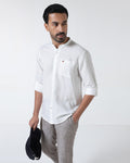 White Linen Solid Shirt - Cleo