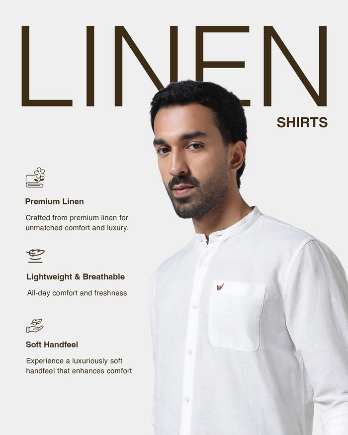 White Linen Solid Shirt - Cleo