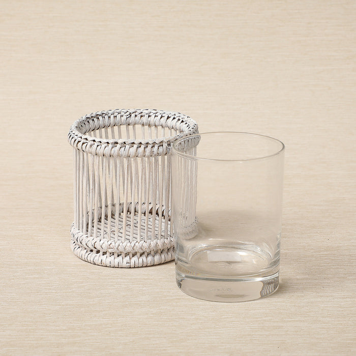 White wash rattan bathroom cup