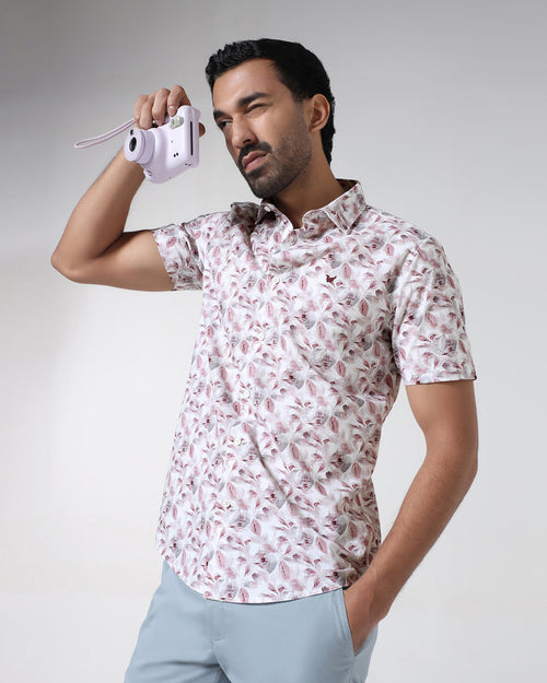 Wine Half Sleeve Printed Shirt - Enric