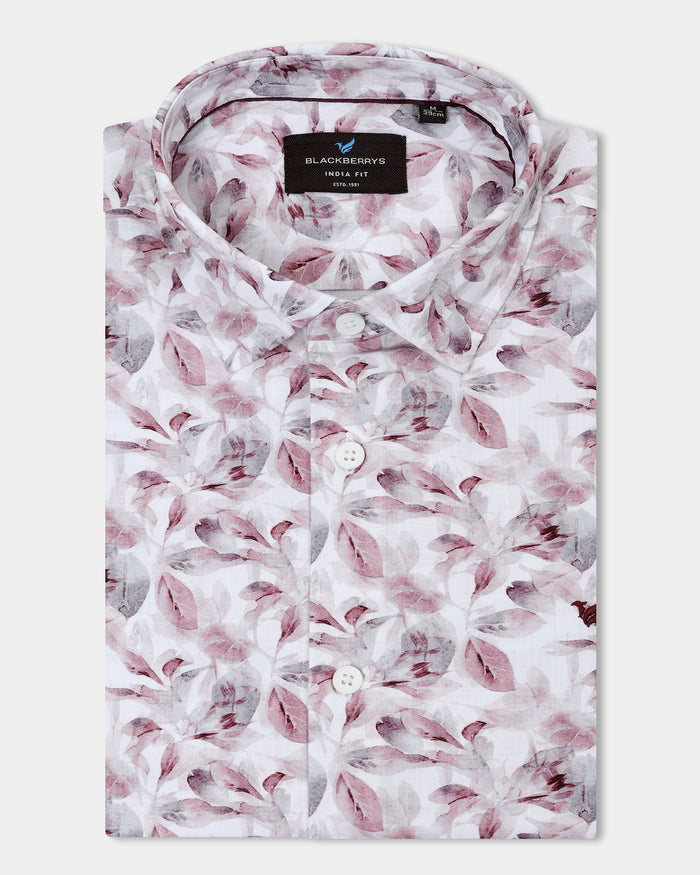 Wine Half Sleeve Printed Shirt - Enric