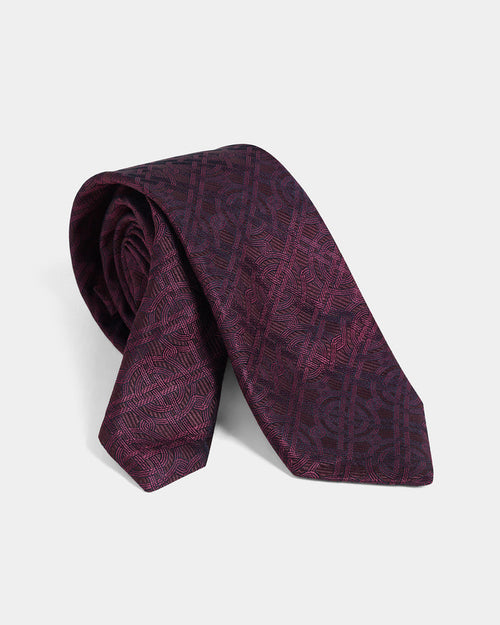 Wine Silk Jacquard Tie - Wynston