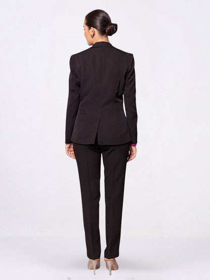 Women Black Single Breasted Formal Pant Suit