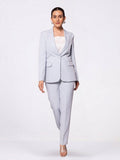 Women Blue Single Breasted Stretch Pant Suit