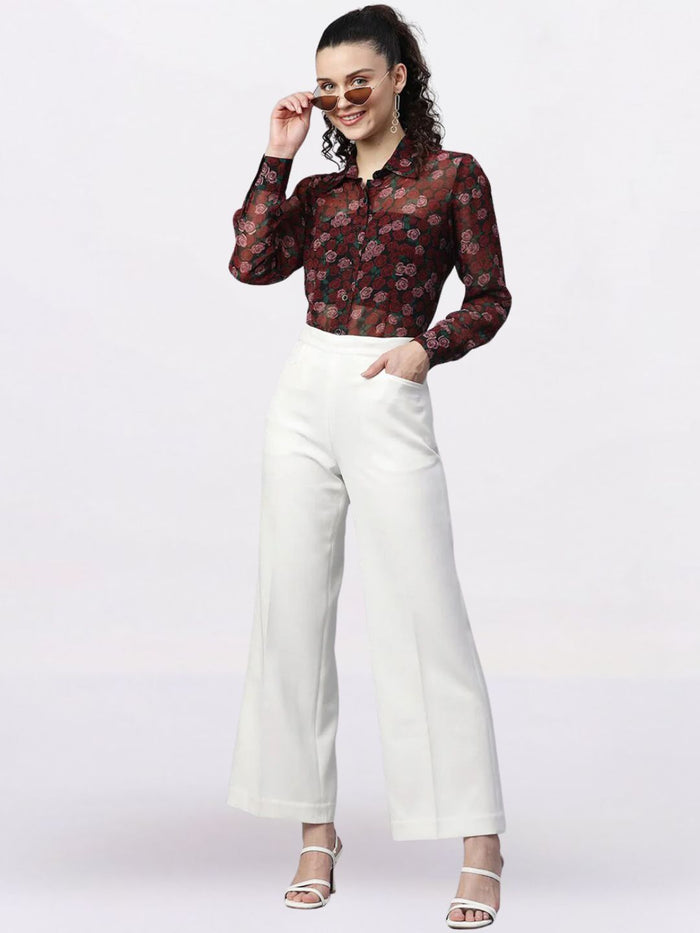 Women Classic Regular Fit Mid-Rise Parallel Trousers