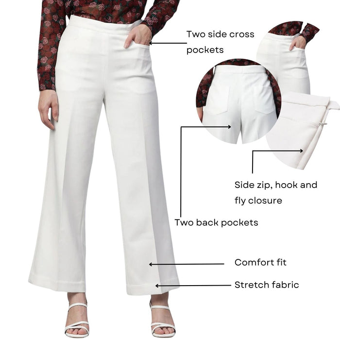 Women Classic Regular Fit Mid-Rise Parallel Trousers