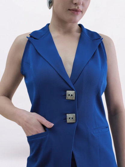 Women Ink Blue Halter Neck Co-Ord set