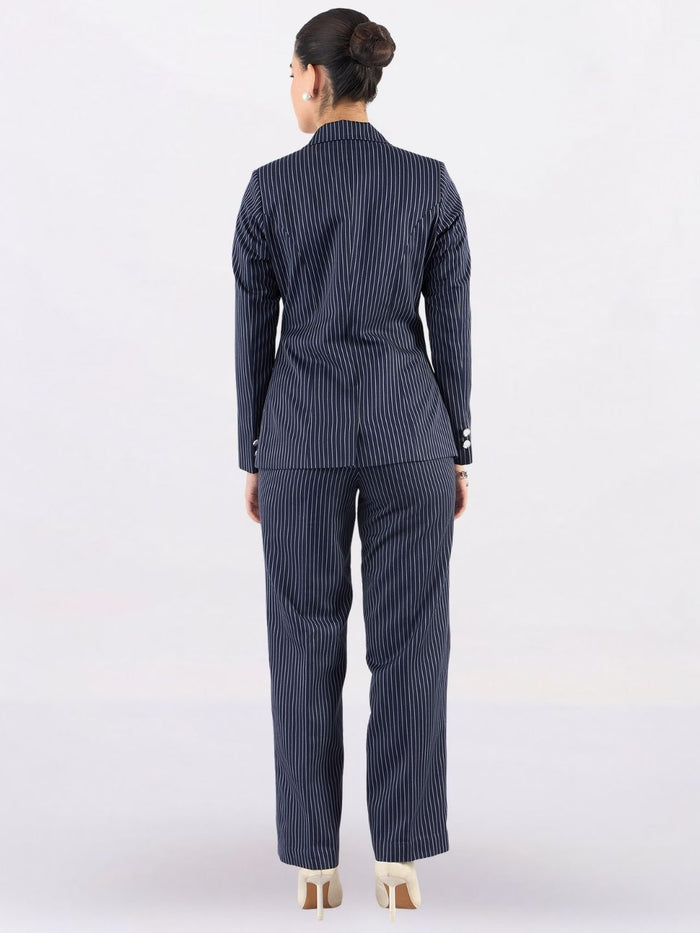 Women Striped Single-Breasted Formal Suit