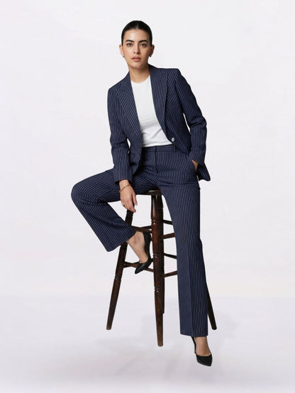 Women Striped Single-Breasted Formal Suit