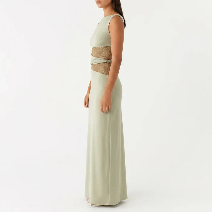 Women's Floral Lace Cut-Out Maxi Dress