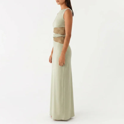 Women's Floral Lace Cut-Out Maxi Dress