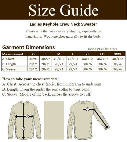 Women's Keyhole Crew Neck - Size Guide