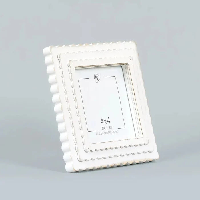 Wood Photo Frame White Scallop - Potpourri Gift Shop