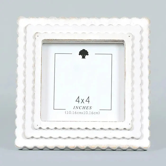 Wood Photo Frame White Scallop - Potpourri Gift Shop