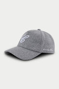 WOOL SCRIPT EMBROIDERED CAP - GREY