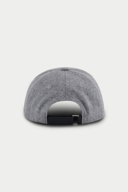 WOOL SCRIPT EMBROIDERED CAP - GREY