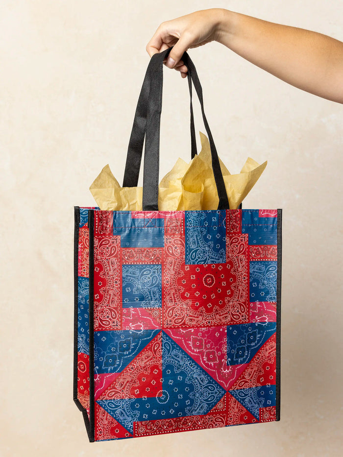 XL Tote - Happy Bag Bandana Patchwork Red