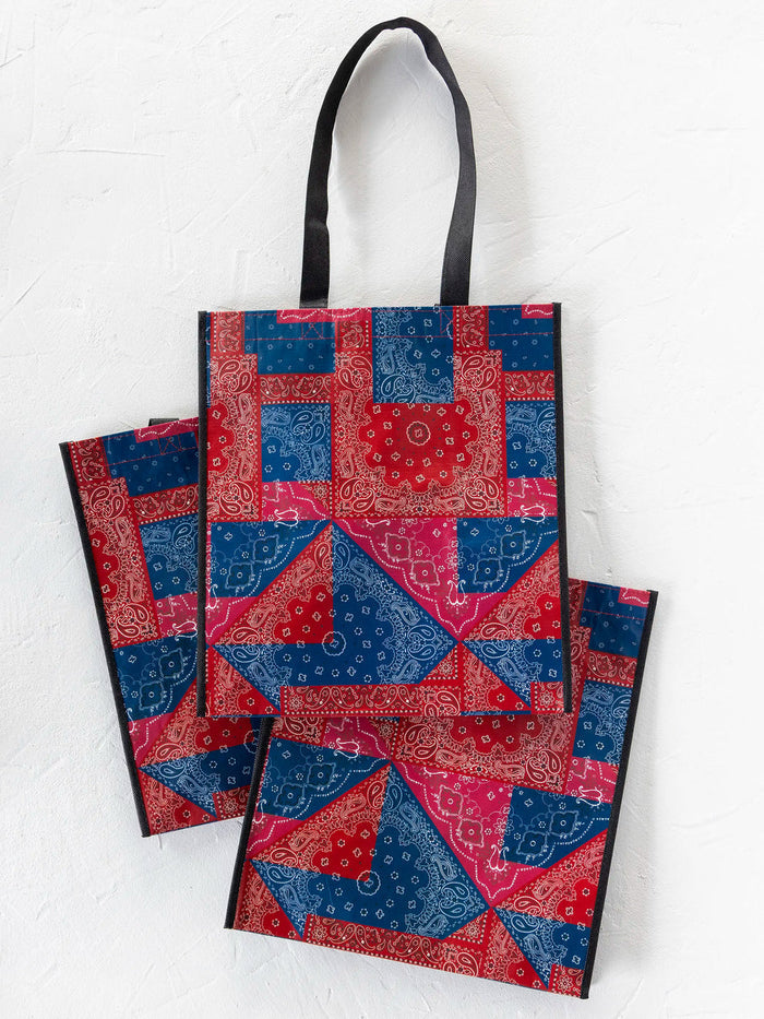 XL Tote - Happy Bag Bandana Patchwork Red