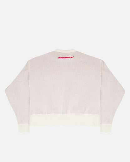 YURE KNIT OFF WHITE - off white graphic knit sweater, back view - Cold Culture