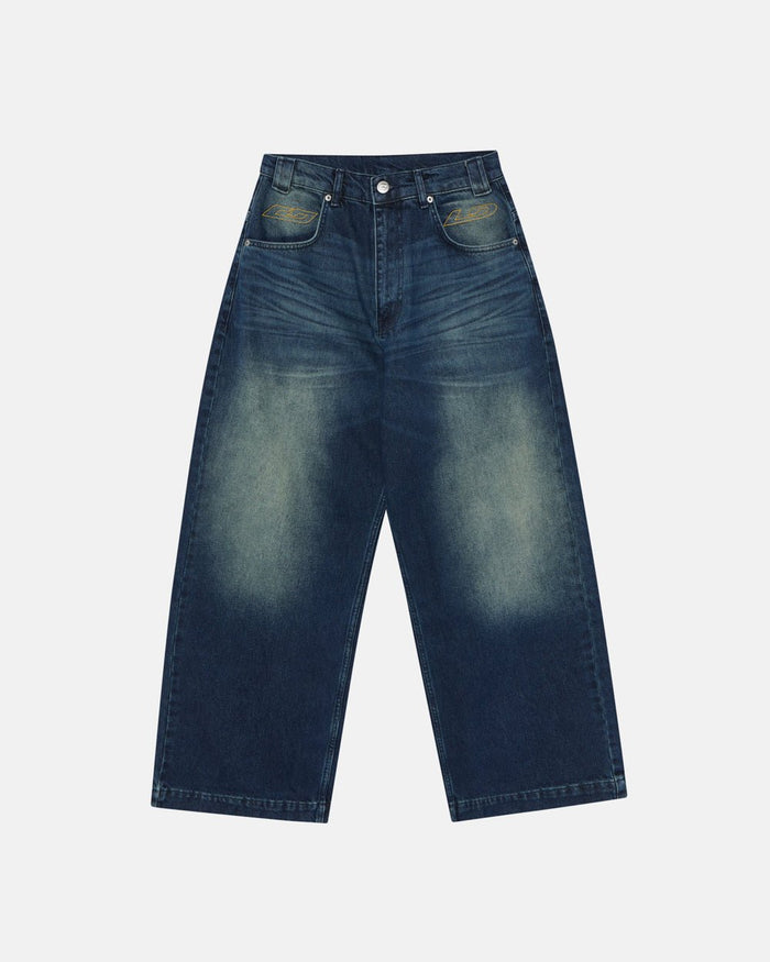 ZENIT PANTS RAW - dark washed denim pants, front view - Cold Culture