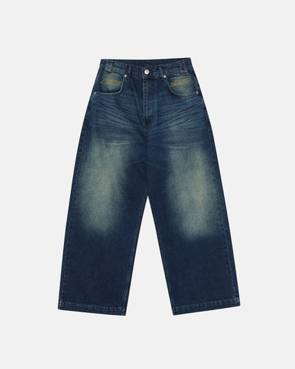 ZENIT PANTS RAW - dark washed denim pants, front view - Cold Culture
